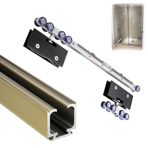Aluminium-Schiebetürschiene mit Absenkautomatik, anpassbare Längen, Bypass-Scheunentor-Hardware-Kit für Kleiderschrank Aluminium-Schiebetürschiene mit Absenkautomatik, anpassbare Längen, Bypass-Scheunentor-Hardware-Kit für Kleiderschrank von Generisch
