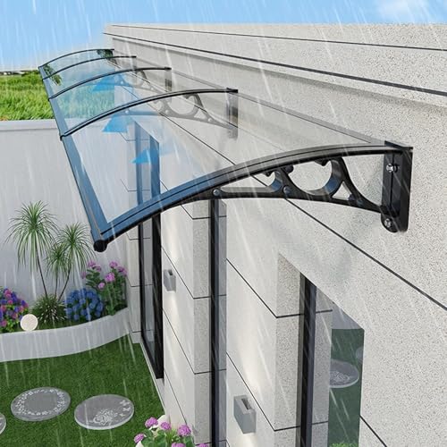 Aluminium Türvordach Markise mit UV Schutz Polycarbonat Regen- & Schneeschild Klar Outdoor Unterstand für die Haustür inklusive Zubehör (150x260cm/59x102) von Generisch