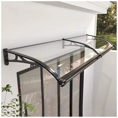 Aluminium-Vordach für den Außenbereich mit großer Dachrinne – leiser Eingangsbereich für die Haustür – praktischer multifunktionaler Unterstand (transparent, 70 x 300 cm) von Generisch
