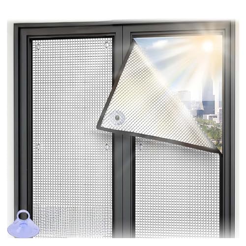 Aluminiumfolie Reflektierende Fensterfolie,Balkonglas Fenster Sichtschutzfolie, Isolier Sichtschutzfolie,Ohne Bohren,100% Lichtblockierende UV Schutz Sonnenschutzfolie,mit Saugnapf(130x150cm) von Generisch