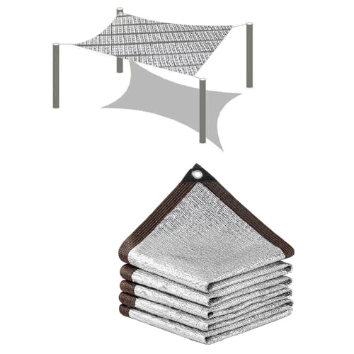 Aluminiumfolie Schattennetz 4x4 M Sonnenschutznetz, 99% Reflektierendes Und Wärmeisolierender Schattiergewebe, Gewächshaus-Schattiernetz Für Patio Backyard Garden Carport(1 * 1m/3.3 * 3.3ft) von Generisch