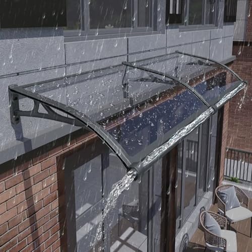 Aluminiumrahmen, Polycarbonat-Türvordach, UV-Regen- und Schneeschutzmarkise, 80 x 600 cm (32 x 236), moderner Überkopfschutz für Haustüreingang, langlebig, wetterfestes Design von Generisch