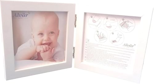 Alvär Generisch Babyfußabdruck Baby Bilderrahmen mit Abdruck Baby Handprint Footprint Set, Weiß, 13 x 26 cm von Generisch