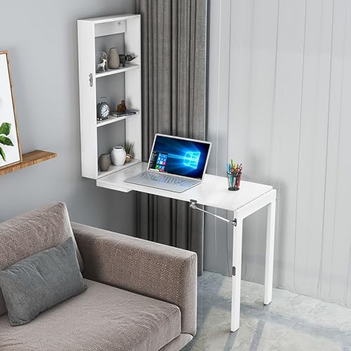 An der Wand montierter Klapptisch aus Holz. Herunterklappbarer Tisch, Wandschreibtisch. Robuster, klappbarer Arbeitstisch. Einfach zu installierender Computertisch für den Einsatz im Arbeits An der Wand montierter Klapptisch aus Holz. Herunterklappbarer Tisch, Wandschreibtisch. Robuster, klappbarer Arbeitstisch. Einfach zu installierender Computertisch für den Einsatz im Arbeits von Generisch