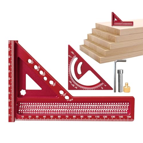 -Angle Measuring Ruler, Hole Scribing Ruler, 7.87x5.51x0.79 Inches Precision Layout Tool with Adjustable Arms, Square Measurement Guide for Carpentry, Drafting, Woodworking Projects von Generisch