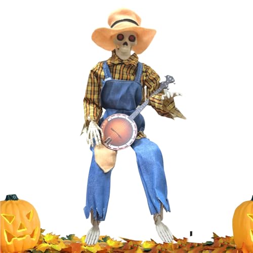 Animiertes Banjo Skelett – 60 cm Dekofigur | Gelenkverstellbare Musikfigur für Innenräume, Party, Herbstkulisse, Rasen, Grünfläche | Lustige Halloween Szene mit Sound und Bewegungseffekt Animiertes Banjo Skelett – 60 cm Dekofigur | Gelenkverstellbare Musikfigur für Innenräume, Party, Herbstkulisse, Rasen, Grünfläche | Lustige Halloween Szene mit Sound und Bewegungseffekt von Generisch