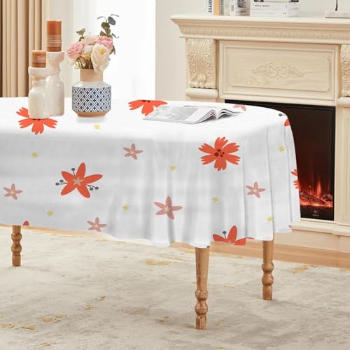 Anlage Tischdecke Abwaschbar Oval, Gartentischdecke für Outdoor Blumen, Tischdecke Rot Wasserabweisend, Tischtuch für Küche, Restaurant, Hochzeit, Bankett (135x220 cm) A71 von Generisch