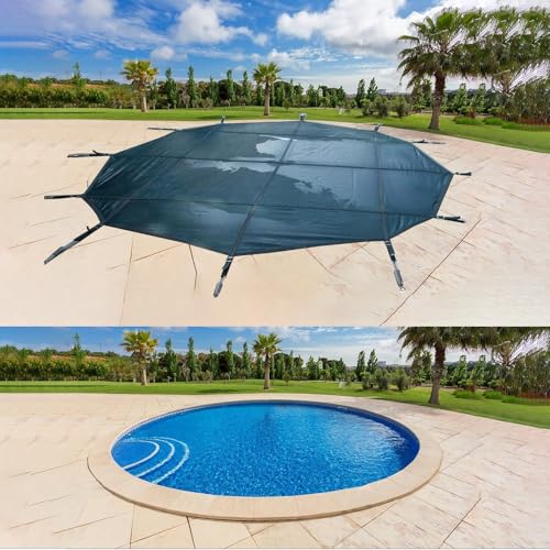 Anpassbare runde Inground-Poolabdeckung für den Winter – hochfeste, langlebige Poolabdeckungen mit Installations-Hardware, passend für 2,4–12,2 m große Pools (1113 cm) von Generisch