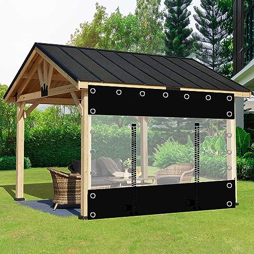Anpassbare wasserdichte Pergola-Pavillon-Seitenteile mit Reißverschluss-Türen – transparente PVC-Planenvorhänge für Außenteilung und Regenschutz, 1,5 x 2,5 m, mit Ösen Anpassbare wasserdichte Pergola-Pavillon-Seitenteile mit Reißverschluss-Türen – transparente PVC-Planenvorhänge für Außenteilung und Regenschutz, 1,5 x 2,5 m, mit Ösen von Generisch