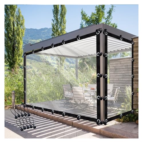 Anpassbare wetterfeste Gartenpavillon-Vorhänge, transparente PVC-Seitenteile mit Ösen für Pergola, Terrasse und Veranda, Plane mit Seil (6 x 5 m) von Generisch