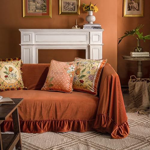 Anpassbarer Samt-Sofabezug, französischer Stil, Couchschutz für Wohnzimmer, Möbel-Schonbezug (B x L: 205 x 340 cm), langlebiges und elegantes Design von Generisch