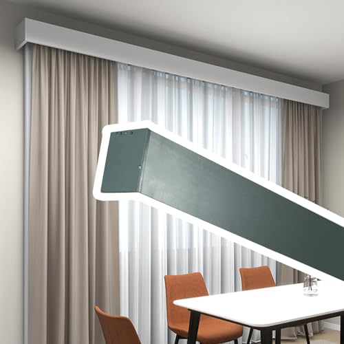 Anpassbares 3-in-1-Decken- und Wandvorhangschienensystem mit Haken, leise, Schiebevorhangstange für Wohnzimmer, Blau, 2,9 m, einfache Installation und reibungslose Bedienung von Generisch