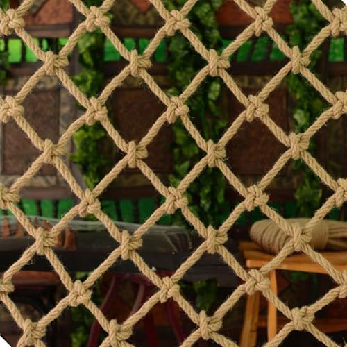 Anpassbares Sicherheitsnetz für Kinder und Haustiere – strapazierfähiges Jute-Hanfnetz, starke Tragfähigkeit, mehrsträngiges Weben, Gartenpflanzenschutz, Spielplatz-Hängematte (1 x 1 m, 10 mm x 10 cm) von Generisch