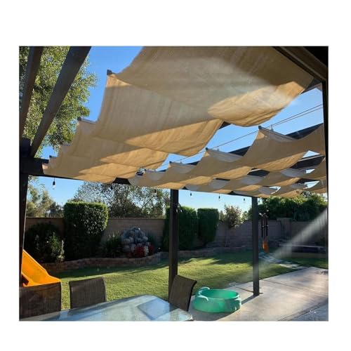 Anpassbares U-förmiges Wellen-Sonnensegel, einziehbar, HDPE-Sonnenschutz, Markise für Pavillon, Balkon und Gartendach, Pergola-Abdeckung (B 2 x L 18 m x L 59,1 m) von Generisch