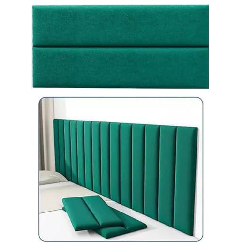 Anti-Collision Wall Cushion,Peel and Stick Headboard,Soft wall Protector,70 x 23 cm,Self-Adhesive Walls Padding for Children's Bedroom Bed Headboard Design(Milk flannel dark green,12 pieces) von Generisch