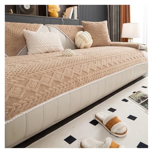 Anti Rutsch Plüsch Sofabezug für Haustierbesitzer, multifunktionaler Möbelschutz für Wohnzimmer, Rer Stuhlbezug (Beige, 110 cm x 210 cm) von Generisch