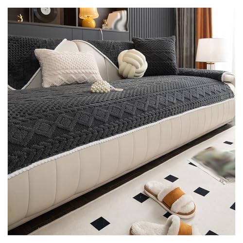Anti Rutsch Plüsch Sofabezug für Haustierbesitzer, multifunktionaler Möbelschutz für Wohnzimmer, Rer Stuhlbezug (Schwarz, 110 cm x 180 cm) von Generisch