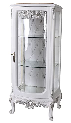 Antik Weiß Rokoko Glas Vitrine Regal für Wohnzimmer 130 cm Palazzo Bar Vitrine von Generisch