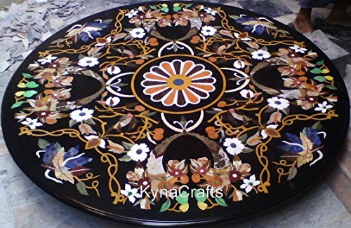Antiker Marmor-Gartentisch I Marmor-Esstischplatte für Bürodekoration I 152,4 x 152,4 cm handgefertigter Wohnzimmerrückwand von Generisch