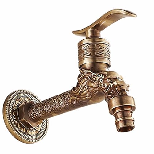 Antikes Messing Outdoor Garten Wasserhahn Kaltwasser Wandmontage Wasserhahn Dekorative Gartenbrunnen Frostbeständiges Design für den Außenbereich von Generisch