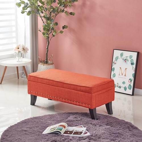 Apricot Yellow Storage Bench Ottomane with Cushion for B Entryway Small End of Bed Bench 40 * 45 * 40cm von Generisch