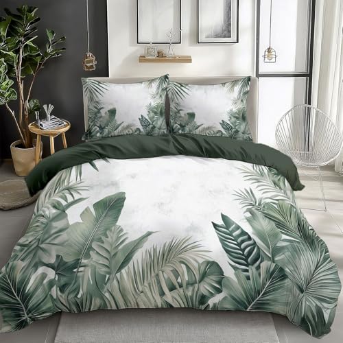 Aquarell Pflanze Palmblätter Bettwäsche 155 x 200 cm Pflanzenblätter Muster Bettbezug Set, Weich Microfaser Kinderbettwäsche Wendebettwäsche mit Reißverschluss und 2 Kissenbezug 80 x 80 cm Aquarell Pflanze Palmblätter Bettwäsche 155 x 200 cm Pflanzenblätter Muster Bettbezug Set, Weich Microfaser Kinderbettwäsche Wendebettwäsche mit Reißverschluss und 2 Kissenbezug 80 x 80 cm von Generisch