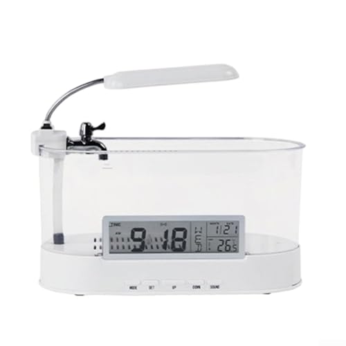 Aquarium mit LED-Schreibtischlampe mit durchgehendem Kalender, Wecker und fortschrittlichem Wasserzirkulationssystem für praktische und dekorative Zwecke von Generisch