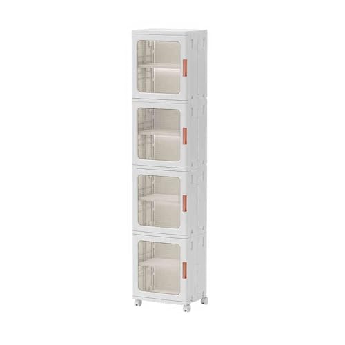 Armadietto portaoggetti da Bagno, Carrellino Cucina Salvaspazio a Ruote, Carrello Scorrevole, Scaffale Alto e Stretto per Soggiorno, Cucina e Ufficio (Weiß, 4 Ebenen) von Generisch