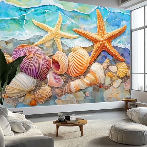 Art Fototapete Seestern Muschel, Hochwertige Vlies Tapeten Wandtapete, Blau Mustertapete, Für Wohnzimmer Schlafzimmer Kinderzimmer Küche Wand Dekoration B400 x H280 cm Premium-Wandbild Art Fototapete Seestern Muschel, Hochwertige Vlies Tapeten Wandtapete, Blau Mustertapete, Für Wohnzimmer Schlafzimmer Kinderzimmer Küche Wand Dekoration B400 x H280 cm Premium-Wandbild von Generisch