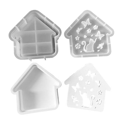 Art House Silikonform, Katzenhausform Kerzen Silikon Form, Deko Werkzeug Für Weihnachten Wohnzimmer Garten Kinderzimmer Halloween Tischdekoration von Generisch