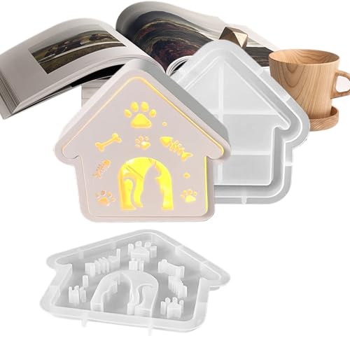 Art House Silikonform,Katzenhausform Kerzen Silikon Form - Deko Werkzeug Für Weihnachten Wohnzimmer Garten Kinderzimmer Halloween Tischdekoration von Generisch