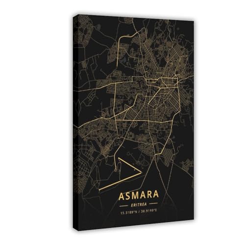 Asmara Eritrea Stadtkarten-Poster, Leinwand-Poster, Wandkunst, Dekordruck, Bild Gemälde für Wohnzimmer, Schlafzimmer, Dekoration, Rahmen, 40 x 60 cm von Generisch