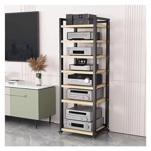 Audio-Geräteregal mit verstellbarem Regal, robuster Roll-Medien-Aufbewahrungsschrank, 4-7-stöckiges Design für Hi-Fi-Systeme von Generisch