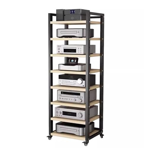 Audio-Geräteregal mit verstellbarem Regal, robuster Roll-Medien-Aufbewahrungsschrank, 4-7-stöckiges Design für Hi-Fi-Systeme von Generisch