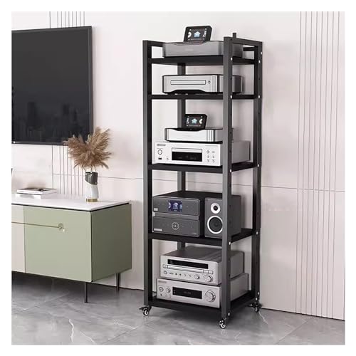 Audio Rack Regal - Höhenverstellbarer Medienschrank mit Rollen, perfekt für Wohnzimmer-Entertainment-Systeme und kleine Räume Audio Rack Regal - Höhenverstellbarer Medienschrank mit Rollen, perfekt für Wohnzimmer-Entertainment-Systeme und kleine Räume von Generisch