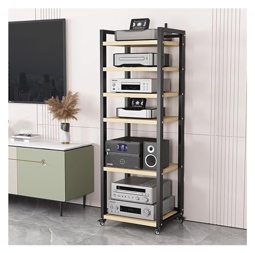 Audio Rack Regal - Höhenverstellbarer Medienschrank mit Rollen für Wohnzimmer Entertainment, kleine Raumlösungen von Generisch
