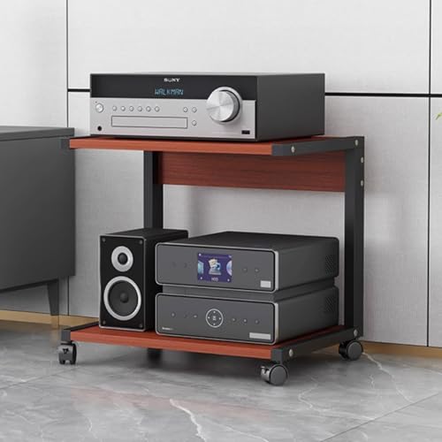 Audio Rack Schrank mit Rollen, 2 Pfosten HIFI Ständer, Mini Konsole Display Regal für Router und Spielkonsole, Holzmaserung Design Audio Rack Schrank mit Rollen, 2 Pfosten HIFI Ständer, Mini Konsole Display Regal für Router und Spielkonsole, Holzmaserung Design von Generisch
