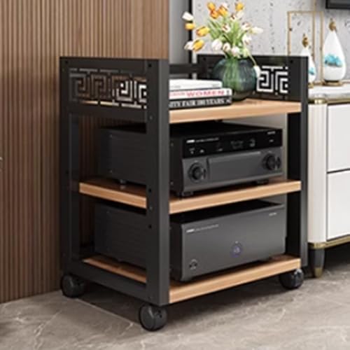 Audio Rack Stereo Schrank - Multistöckiger Medienständer mit verstellbarer Eckablage, rollender Bodenstehturm für CD-Player und AV-Komponenten von Generisch