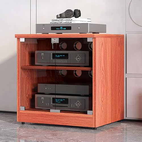 Audio-Regal-Aufbewahrungsschrank, Holz-Stereo-Ständer für CD-Player, moderner AV-Schrank für Unterhaltungs-Stereo-Komponenten, 60 cm hoch, platzsparendes Design von Generisch