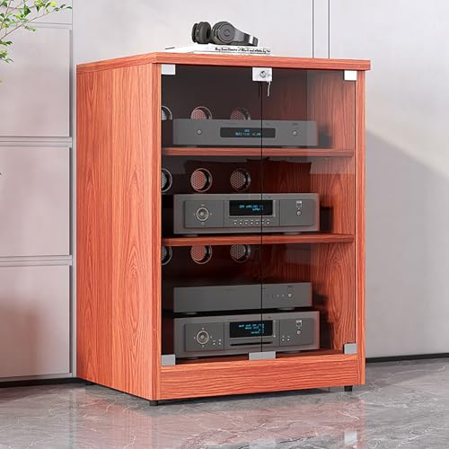 Audio-Regal-Aufbewahrungsschrank, Holz-Stereo-Ständer für CD-Player, moderner AV-Schrank für Unterhaltungs-Stereo-Komponenten, 60 cm hoch, platzsparendes Design von Generisch