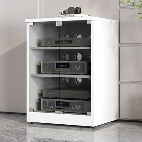 Audio-Regal-Aufbewahrungsschrank, Holz-Stereo-Ständer für CD-Player, moderner AV-Schrank für Unterhaltungs-Stereo-Komponenten, 60 cm hoch, platzsparendes Design von Generisch