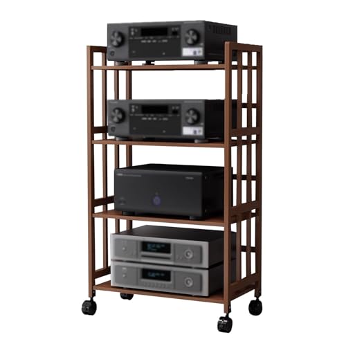 Audio-Schrank – 4-stöckiger Stereo-Medienturm mit Rädern, Heimkino, Audio-Regal, CD-Aufbewahrungsständer für Entertainment-CenterAV-Möbel, modernes Design Audio-Schrank – 4-stöckiger Stereo-Medienturm mit Rädern, Heimkino, Audio-Regal, CD-Aufbewahrungsständer für Entertainment-CenterAV-Möbel, modernes Design von Generisch