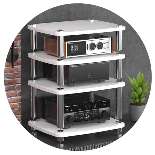 Audio-Schrank mit 4 Etagen, für Streaming-Geräte, mit stoßdämpfenden Füßen, ideal für Audio-Video-Komponenten, 60 x 48 x 76 cm, Weiß Audio-Schrank mit 4 Etagen, für Streaming-Geräte, mit stoßdämpfenden Füßen, ideal für Audio-Video-Komponenten, 60 x 48 x 76 cm, Weiß von Generisch