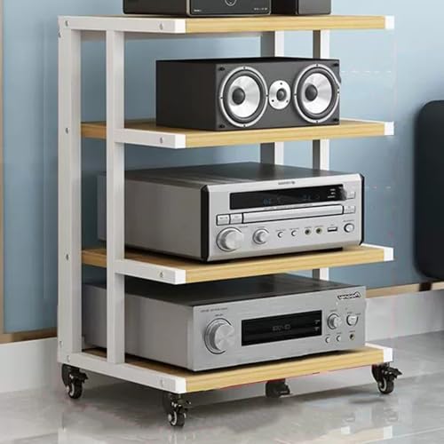 Audio-Ständer mit 4 Ebenen, HiFi-Rack, AV-Schrank mit Bremsrädern, Medienkomponentenaufbewahrung, Stereo-Turm für Heimkino, offenes Design, schwarz, perfekt für Eckräume Audio-Ständer mit 4 Ebenen, HiFi-Rack, AV-Schrank mit Bremsrädern, Medienkomponentenaufbewahrung, Stereo-Turm für Heimkino, offenes Design, schwarz, perfekt für Eckräume von Generisch