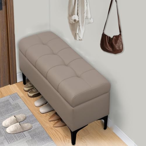 Aufbewahrungsbank, Leder-Polstereingang mit Kissen, vielseitige kleine Möbel für Schlafzimmer & Wohnzimmer Aufbewahrungsbank, Leder-Polstereingang mit Kissen, vielseitige kleine Möbel für Schlafzimmer & Wohnzimmer von Generisch