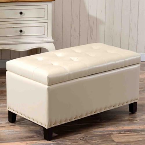 Aufbewahrungsbank, PU-Leder-Fußhocker für Schlafzimmer und Wohnzimmer, ideal für Kleidung, Spielzeug und Schuhaufbewahrung, Eckdekoration von Generisch
