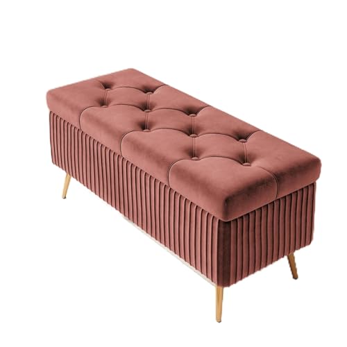 Aufbewahrungsbank, gepolsterter getufteter Ottoman-Fußhocker, stabiles Design für Wohnzimmer und Eingangsbereich, unterstützt bis zu 150 kg von Generisch