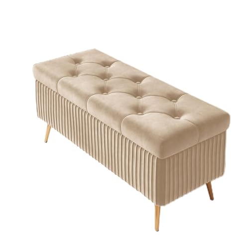Aufbewahrungsbank, gepolsterter getufteter Ottoman-Fußhocker, stabiles Design für Wohnzimmer und Eingangsbereich, unterstützt bis zu 150 kg von Generisch