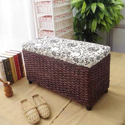 Aufbewahrungsbank mit gepolstertem Sitz, faltbarer Pouf Fußhocker mit Deckel für Eingangsbereich, Wohnzimmer, Küche, Schlafzimmer, Flurakzent von Generisch