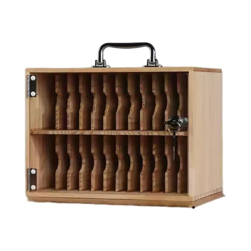 Aufbewahrungsbox aus Holz mit Schloss – Organizer mit großem Fassungsvermögen für Schreibtisch, Zuhause oder Büro von Generisch